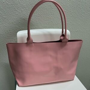 FURLA Vintage Designer Maeve Pink Vegan Leather Tote Bag with Gold Hardware